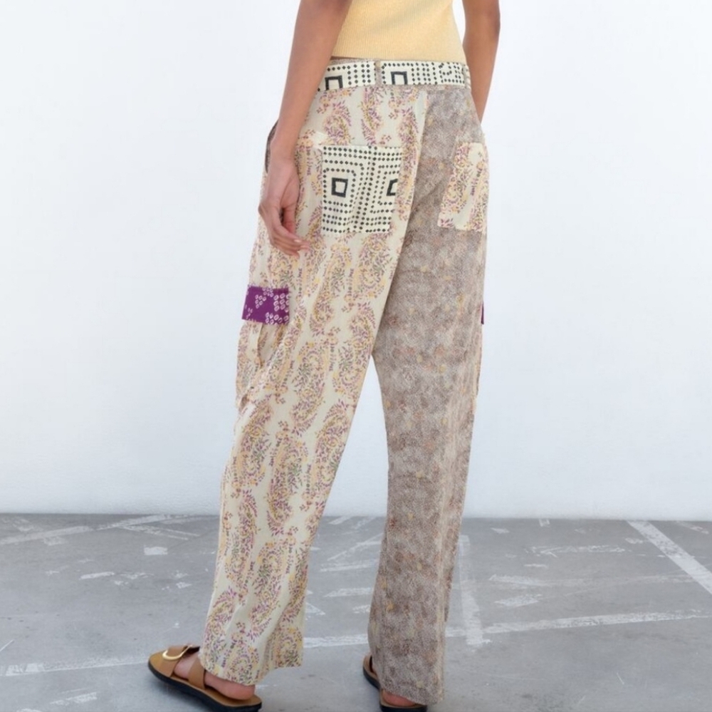 Zara Patchwork Cotton Women's Pants. XS - Picture 3 of 14